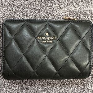 Kate Spade Quilted Black Wallet with Gold Accents